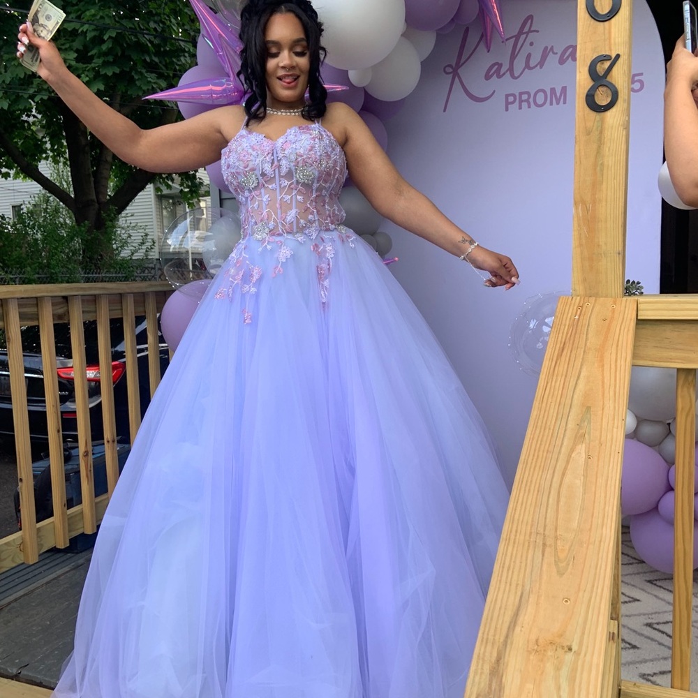 Lavender Floral Embellished Gown
